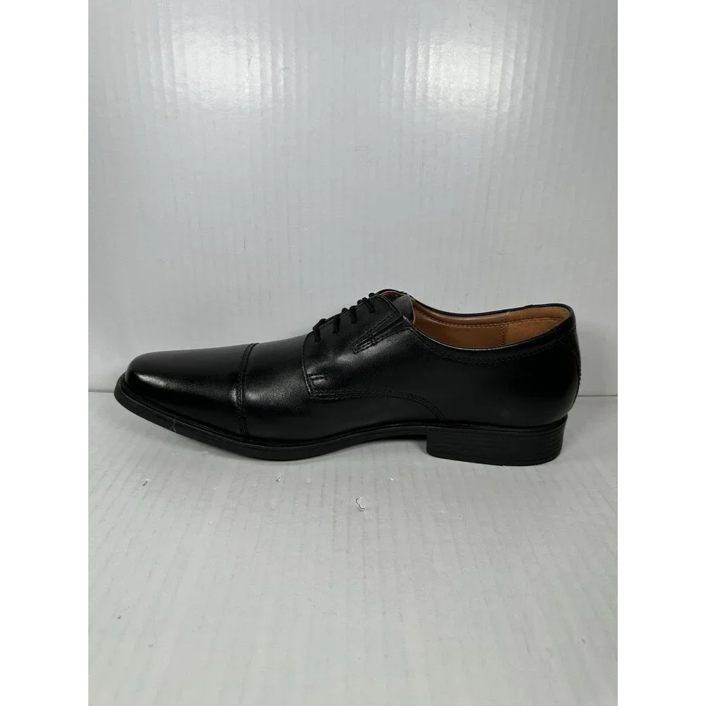 Clarks Tilden Size 11.5 Wide Black Leather Cap Toe Oxford Dress Shoes Mens NEW